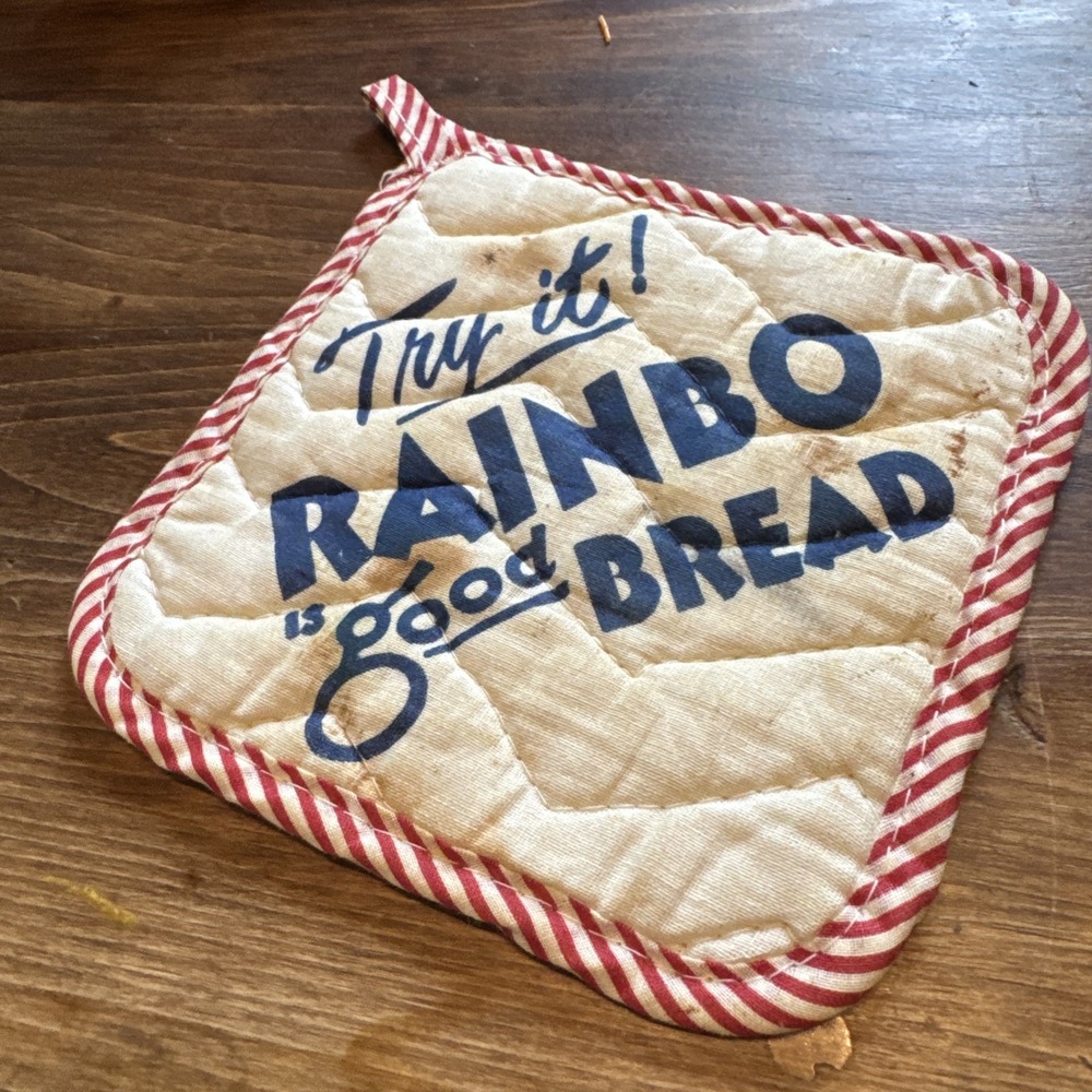 Vtg 1950 Rainbo Bread Kitchen Hot Mat Advertising Pot Holder Retro "Try It!"